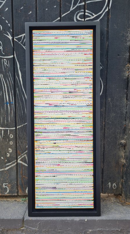 Coloured lines 45 2025, 60x20 (+R),  Acryl-Lack auf LW, € 520